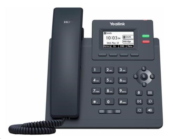 IP telefón Yealink SIP-T31G,  2, 3" grafika 132x64,  2x RJ45 10/ 100/ 1000,  PoE,  2x SIP,  s adaptérom