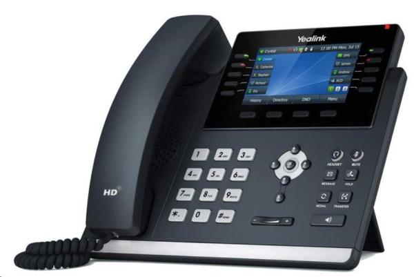 IP telefón Yealink SIP-T46U,  4, 3" 480x272 farieb,  2x RJ45 10/ 100/ 1000,  PoE,  16x SIP,  2x USB,  bez adaptéra2