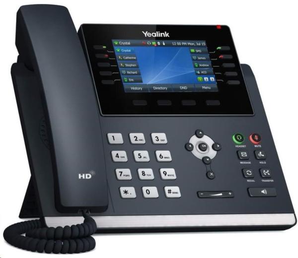 IP telefón Yealink SIP-T46U,  4, 3" 480x272 farieb,  2x RJ45 10/ 100/ 1000,  PoE,  16x SIP,  2x USB,  bez adaptéra1