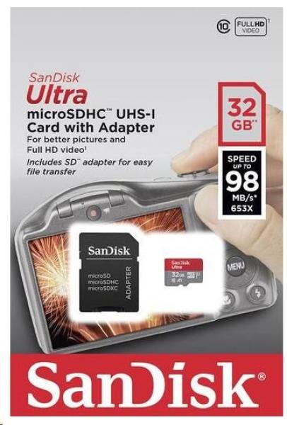 Karta SanDisk MicroSDHC 32 GB Ultra (120 MB/ s,  A1 Class 10 UHS-I ) + adaptér1