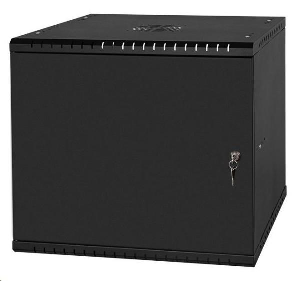 LEXI-Net 19" nástěnný rozvaděč Basic 9U 525x450,  plechové dveře,  bez zad,  rozložený,  černý