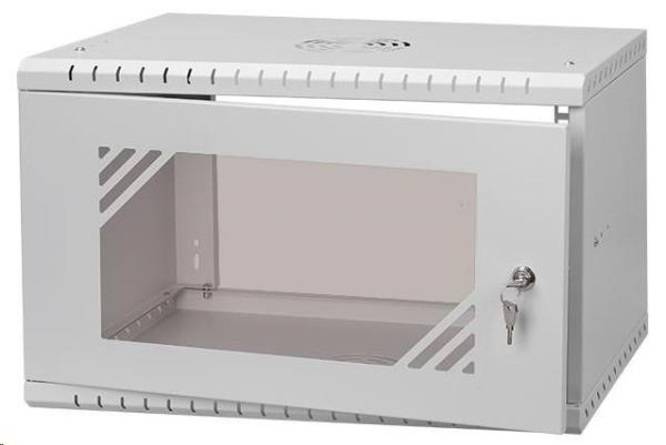 LEXI-Net 19" nástěnný rozvaděč Basic 6U 520x450,  skleněné dveře,  bez zad,  rozložený,  šedý1