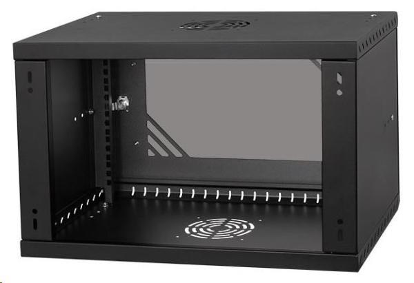 LEXI-Net 19" nástěnný rozvaděč Basic 6U 520x450,  skleněné dveře,  bez zad,  rozložený,  černý1