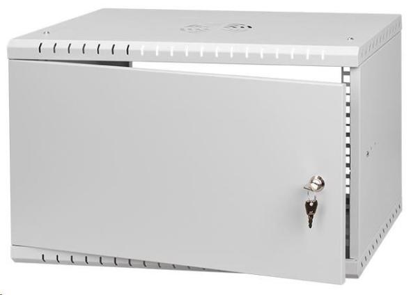 LEXI-Net 19" nástěnný rozvaděč Basic 6U 520x450, plechové dveře, bez zad, rozložený, šedý1