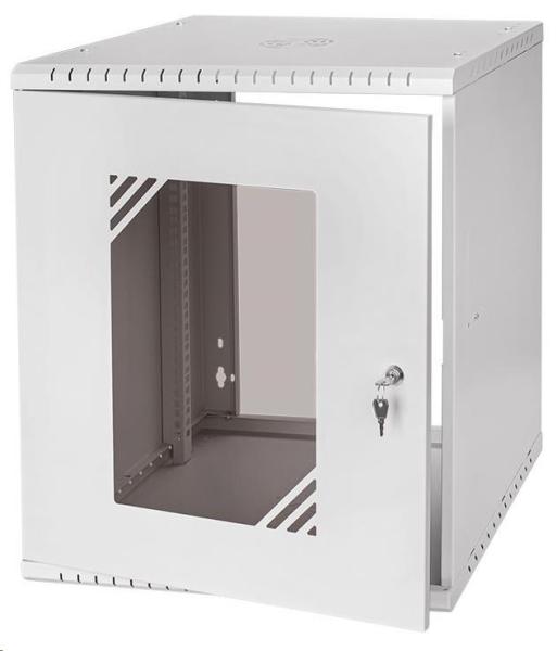 LEXI-Net 19" nástěnný rozvaděč Basic 12U 520x450,  skleněné dveře,  bez zad,  rozložený,  šedý1