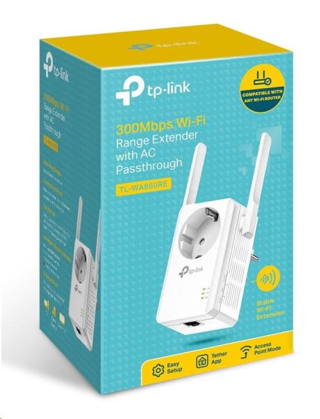 TP-Link TL-WA860RE WiFi4 Extender/Repeater (N300,2,4GHz,1x100Mb/s LAN)4