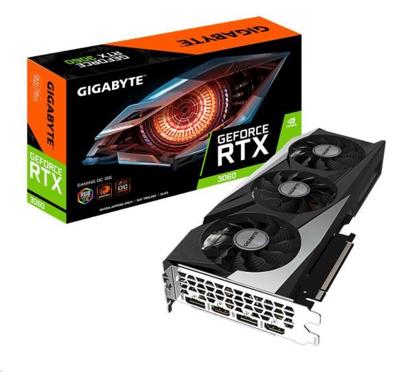 GIGABYTE VGA NVIDIA GeForce RTX 3060 GAMING OC 12G LHR Rev. 2.0,  RTX 3060 LHR,  12 GB GDDR6,  2xDP,  2xHDMI
