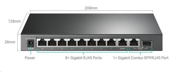 TP-Link CCTV Easy Smart switch TL-SG1210MPE (8xGbE,  1xGbE uplink,  1xGbE/ SFP combo uplink,  8xPoE+,  123W,  fanless)5