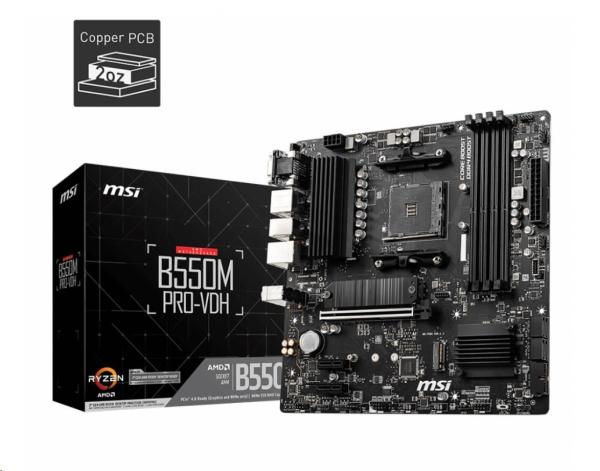MSI MB Sc AM4 B550M PRO-VDH,  AMD B550,  4xDDR4,  1xDP,  1xHDMI,  1xVGA,  mATX