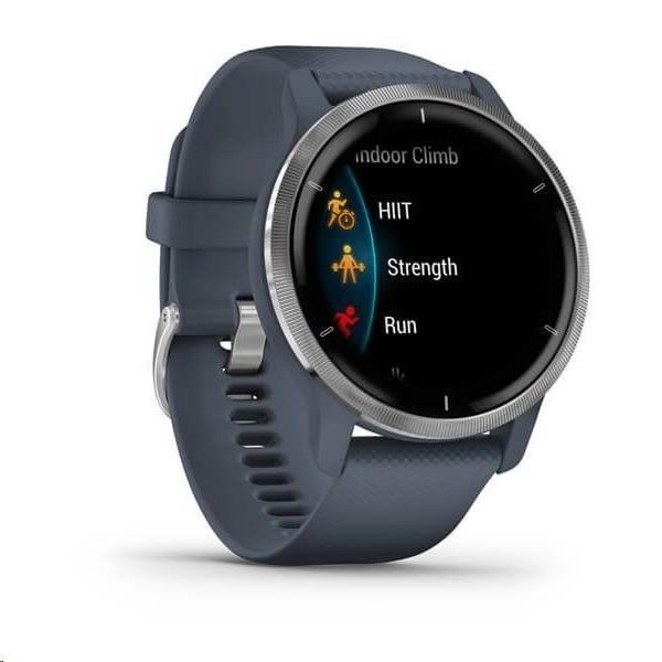 Garmin GPS sportovní hodinky Venu2 Silver/Granite Blue Band2