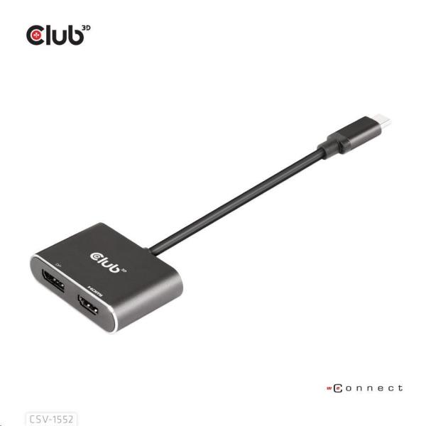 Club3D hub MST (Multi Stream Transport) USB3.2 Gen2 Type-C (DP Alt-Mode) na DisplayPort + HDMI 4K60Hz (M/ F)3