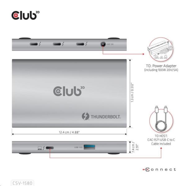 Club3D hubThunderbolt 4 Portable 5-in-1 Hub with Smart Power4