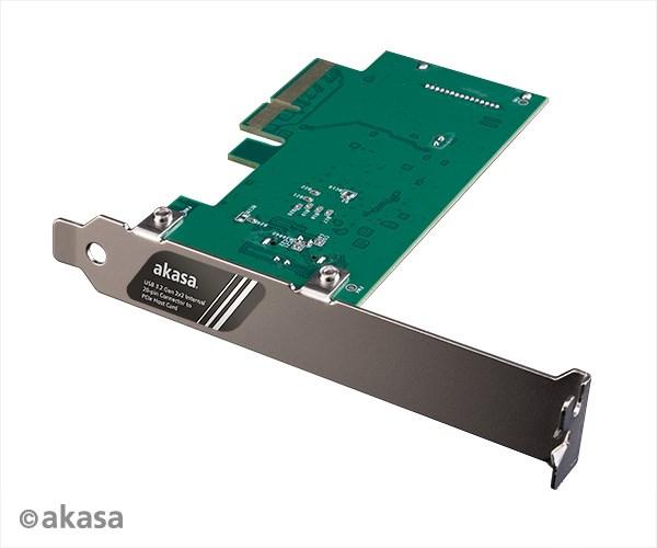 Sieťová karta AKASA USB 3.2 HOST karta,  20Gbps USB 3.2 Gen 2x2 interný 20-pinový konektor k hostiteľskej karte PCIe