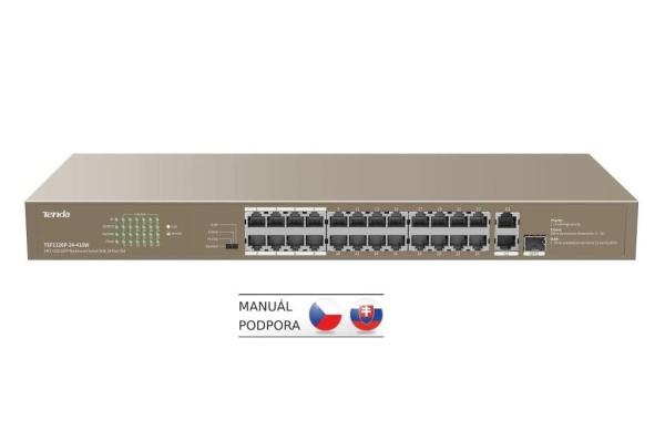 Tenda TEF1126P-24-410W PoE AF/ AT switch - 24x PoE 100 Mb/ s + 2x Uplink 1Gb/ s RJ45/ SFP, PoE+ 370W0