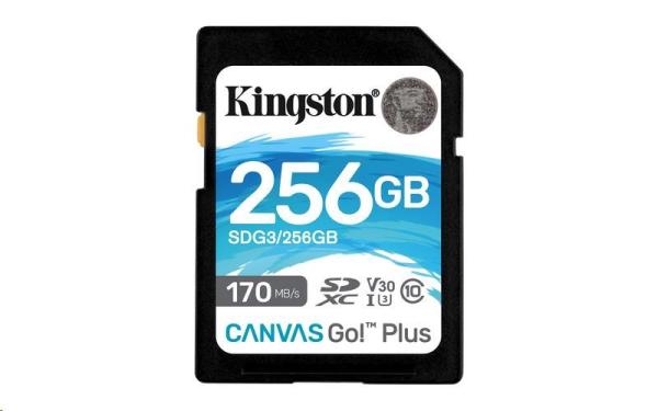 Kingston SDXC karta 256GB Canvas Go! Plus, R:170/W:90MB/s, Class 10, UHS-I, U3, V30