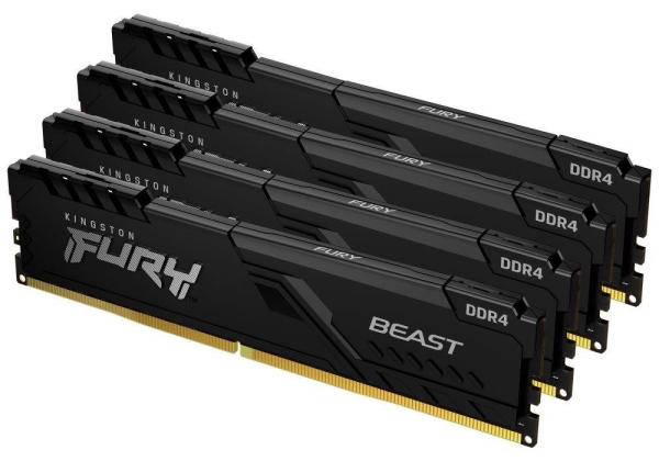 Kingston FURY Beast/ DDR4/ 128GB/ 3200MHz/ CL16/ 4x32GB/ Black