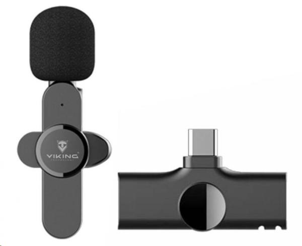 Viking bezdrátový mikrofon s klipem M360,  konektor USB-C