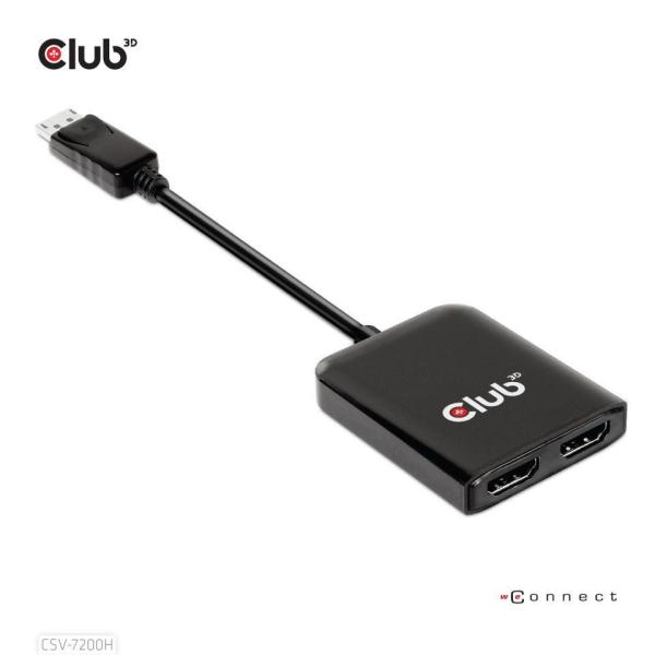 Club3D hub MST (Multi Stream Transport) DisplayPort 1.4 až 2xHDMI duálny monitor 4K60Hz (M/ F)1