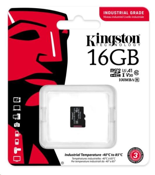 Karta Kingston 16GB microSDHC Industrial C10 A1 pSLC v jednom balení2