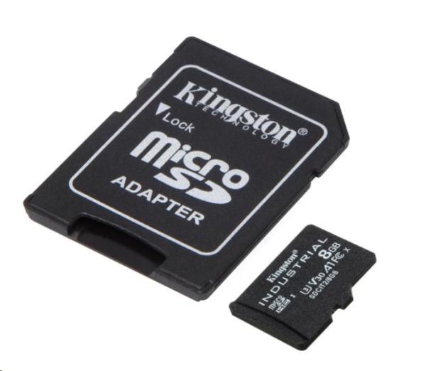 Karta Kingston 8GB microSDHC Industrial C10 A1 pSLC + adaptér SD1