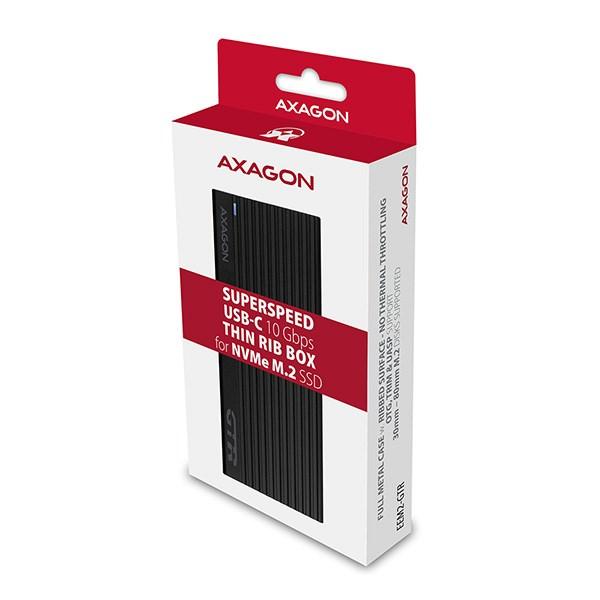 AXAGON EEM2-GTR,  USB-C 3.2 Gen 2 - M.2 NVMe SSD kovový box THIN RIB6