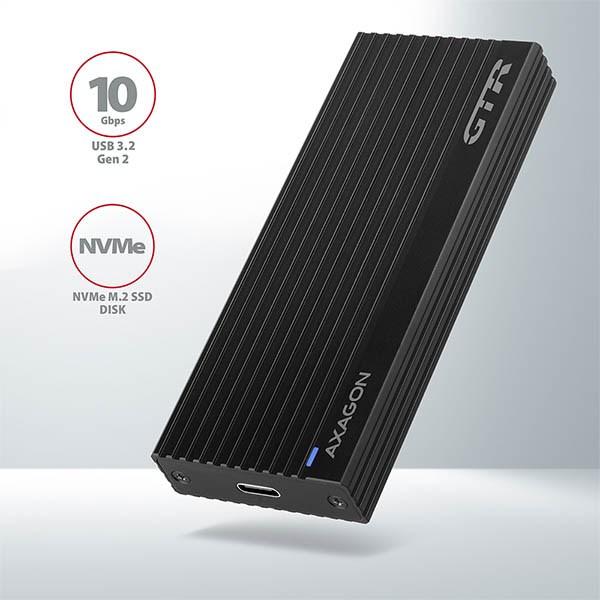 AXAGON EEM2-GTR,  USB-C 3.2 Gen 2 - M.2 NVMe SSD kovový box THIN RIB1