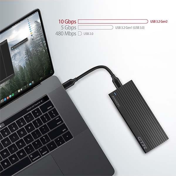 AXAGON EEM2-GTR,  USB-C 3.2 Gen 2 - M.2 NVMe SSD kovový box THIN RIB7