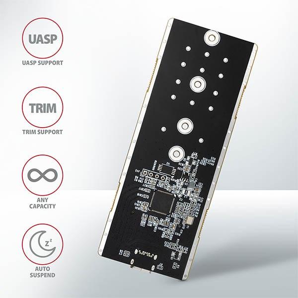 AXAGON EEM2-GTR,  USB-C 3.2 Gen 2 - M.2 NVMe SSD kovový box THIN RIB8