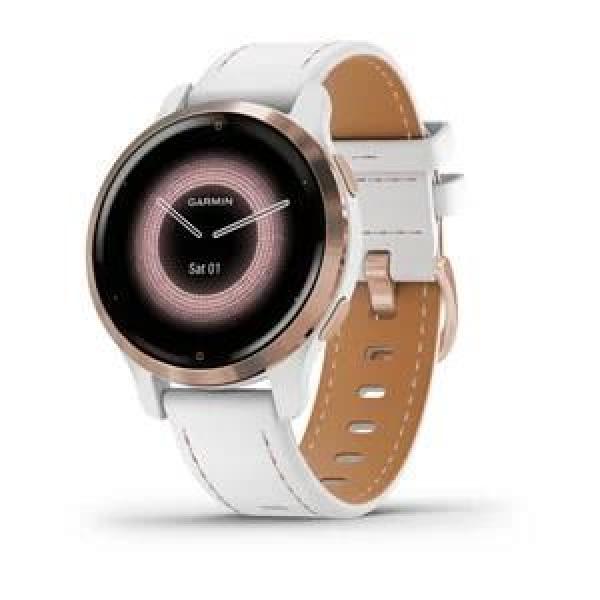 Garmin GPS sportovní hodinky Venu® 2S Rose Gold/ White Leather Band