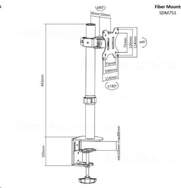 Držák na monitor, kloubový, stolní Fiber Mounts M7C521