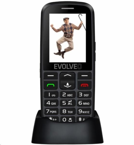 EVOLVEO EasyPhone EG,  mobilný telefón pre seniorov s nabíjacím stojanom,  čierny