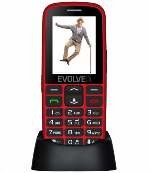 EVOLVEO EasyPhone EG,  mobilný telefón pre seniorov s nabíjacím stojanom,  červený
