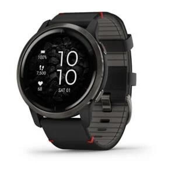 Garmin GPS sportovní hodinky Venu 2 Slate/ Black Leather Band