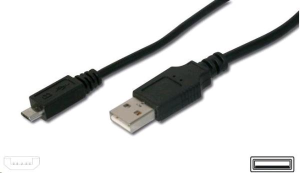 Kábel USB PREMIUMCORD 2.0 Prepojka A-Micro B 0, 2 m (čierna)
