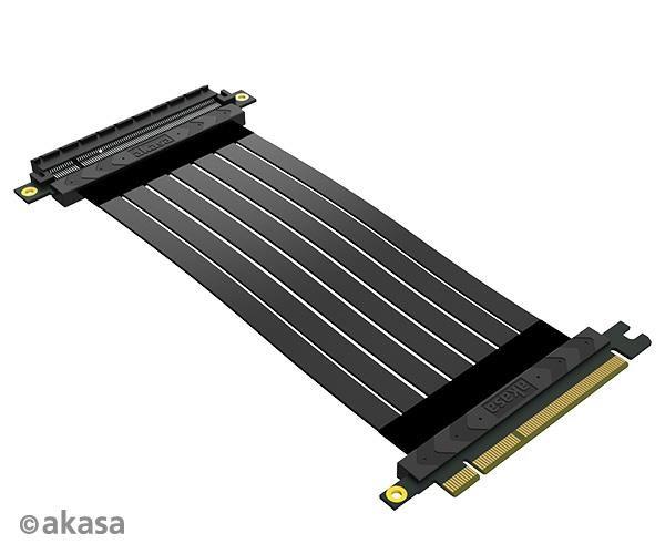 AKASA kábel RISER BLACK X2 Mark IV, PCIe 4.kábel 0 x16 Riser,  20 cm