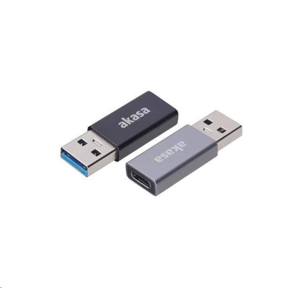 Adaptér AKASA USB3.1 Gen2 Type-C na Type-A (F/ M),  2 ks v balení
