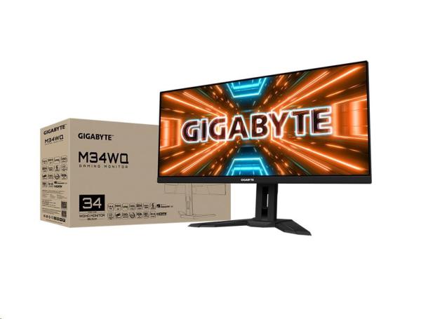 GIGABYTE LCD - 34" Gaming monitor M34WQ, SS IPS, 3440 x 1440 WQHD 21:9, 144Hz, 1000:1, 400cd/m2, 1ms, 2xHDMI, 1xDP