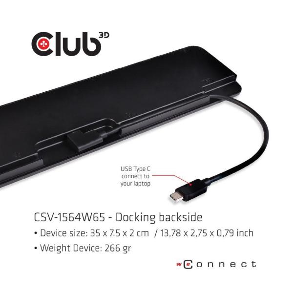 Dokovacia stanica Club3D USB-C 3.2 s napájacím adaptérom Triple Dynamic Display PD,  100 W5