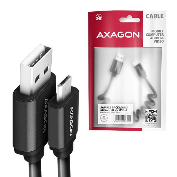 AXAGON BUMM-AM10TB,  TWISTER kábel Micro USB <->USB-A,  0</ ->.6 m,  USB 2.0,  2.4A,  ALU,  tpe,  čierna4