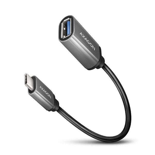 AXAGON RUCM-AFAC,  káblová redukcia USB-C (M) <-> USB-A (F),  20cm,  USB 3.2 Gen 1,  3A,  ALU