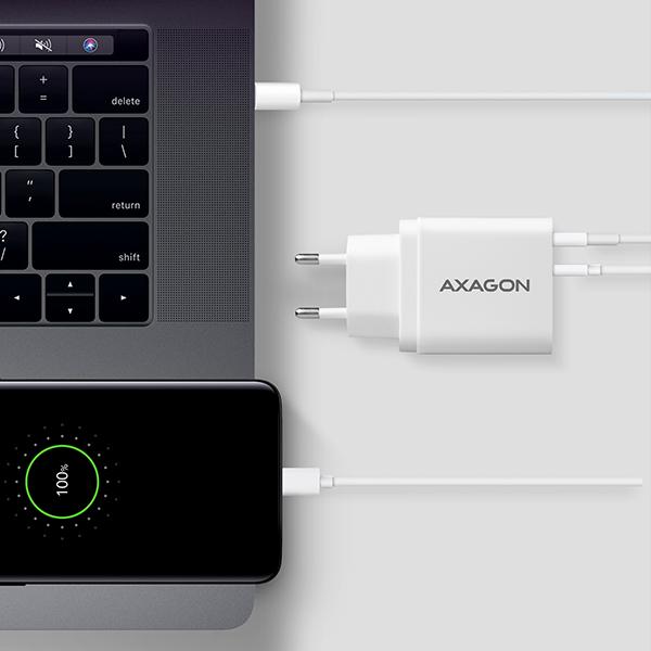 AXAGON ACU-PQ22W,  sieťová nabíjačka PD & QC 22 W,  2x port (USB-A + USB-C),  PD3.0/ QC3.0/ AFC/ FCP/ Apple,  biela5