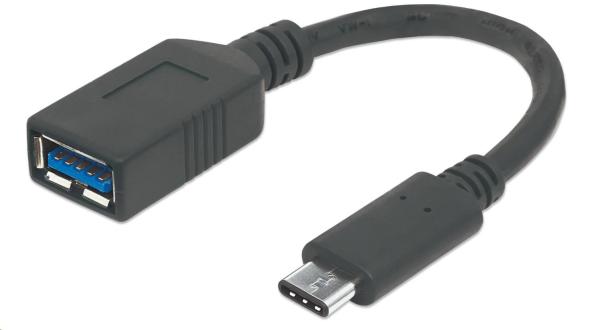 MANHATTAN Superrýchly kábel USB-C na USB,  15 cm,  čierny