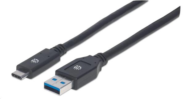 MANHATTAN SuperSpeed kábel USB-C na USB,  3 m,  čierny
