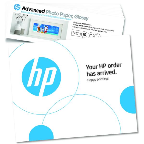 HP Advanced Photo Paper,  Gloss (4x12 in; 10 x 30, 5 cm) – 10 sheets