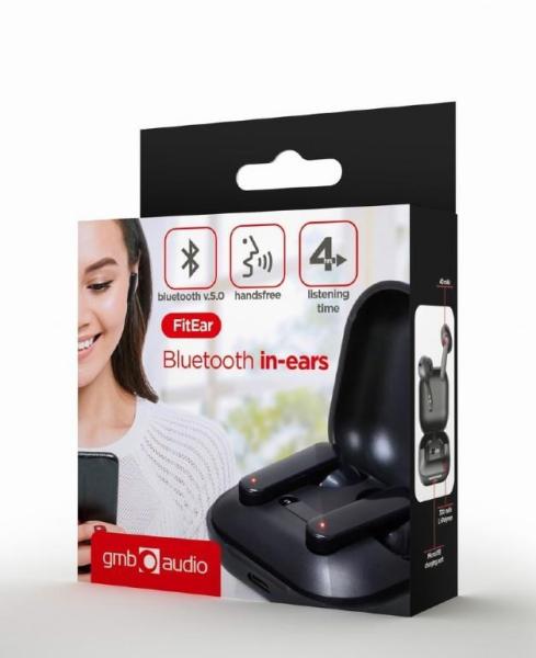 GEMBIRD sluchátka FitEar-X100B, Bluetooth, TWS, černá1