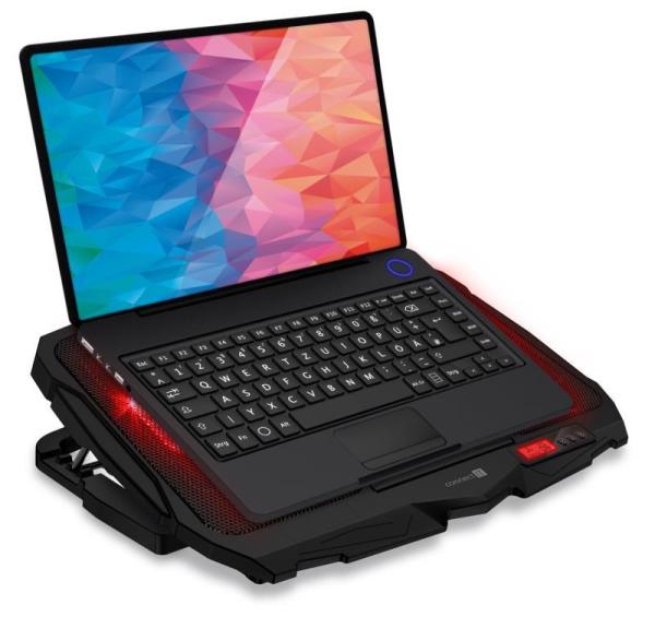 CONNECT IT FrostWind chladiaca podložka pod notebook s červeným podsvietením,  čierna7