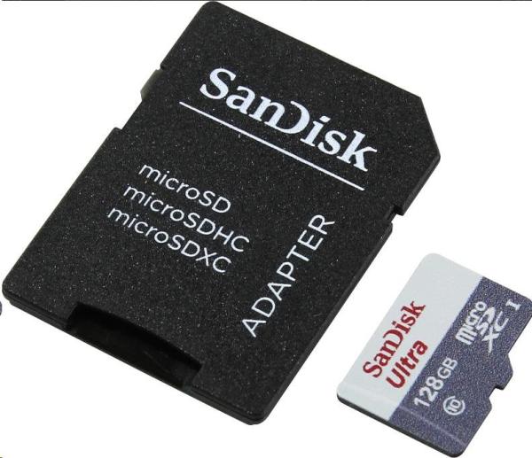 Karta SanDisk MicroSDXC 128 GB Ultra (80 MB/ s,  trieda 10 - balenie pre tablety,  Android) + adaptér