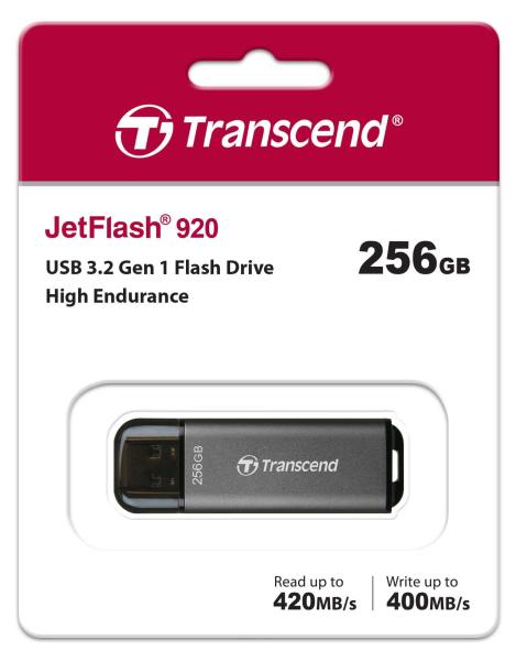 TRANSCEND Flash disk 256GB JetFlash®920,  TLC,  USB 3.2 (R:420/ W:400 MB/ s) čierna8