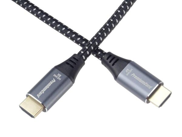Kábel HDMI PREMIUMCORD 2.1 vysokorýchlostný + ethernetový kábel 8K@60Hz,  pozlátené konektory,  1 m4