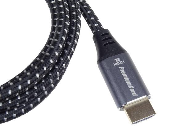Kábel HDMI PREMIUMCORD 2.1 vysokorýchlostný + ethernetový kábel 8K@60Hz,  pozlátené konektory,  1, 5 m1